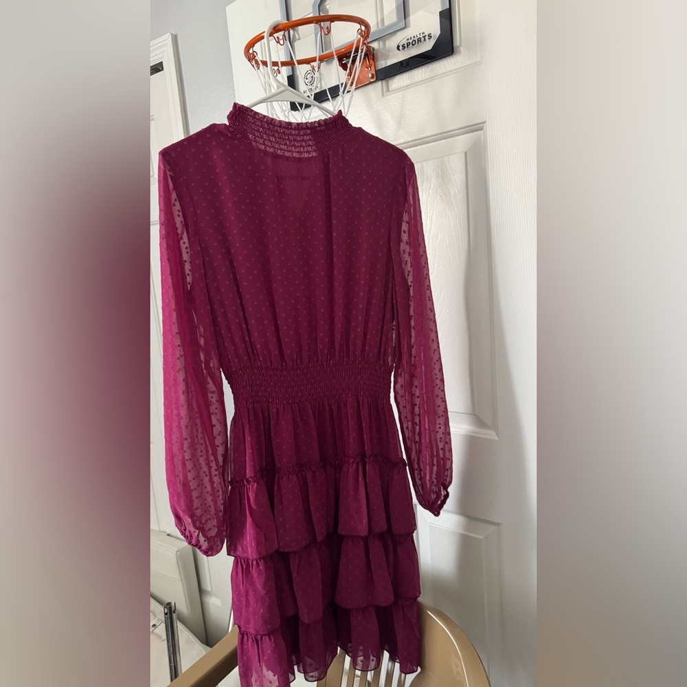 Stylish Burgundy Tiered Dress